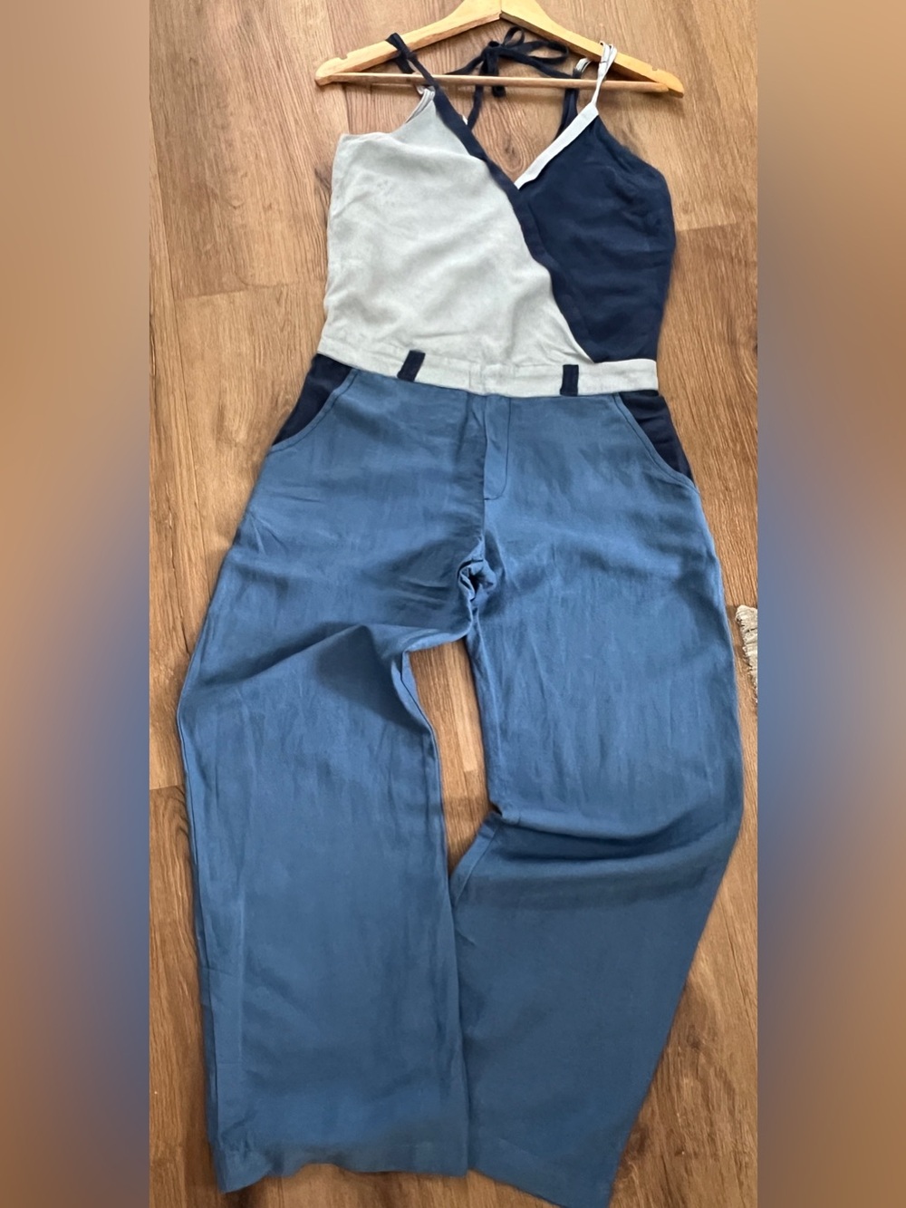 Young Fabulous & Broke Two-Tone navy & light blue Jumpsuit Pants